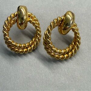 Vintage Gold Twisted Hoop Earrings